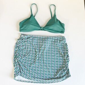 Dippin' Daisy's Womens Zen Bikini Top‎ Lucky Mini Swim Skirt Set Size XL Green